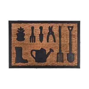 Kókuszrost és gumi lábtörlő kerti eszközök mintával 60x40cm