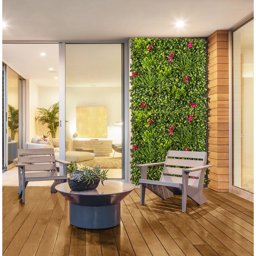 VERTICAL VILLA - Zöldfal Bougainvillea virággal. 1 x 1 m zöld,pink